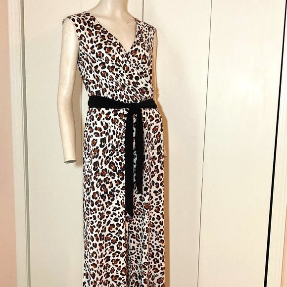 Emma & Michele Cheetah Print Jumpsuit Sleeveless SMALL Halloween Costume - Picture 1 of 5